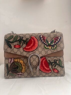 Gucci Dionysus GG Supreme Floral Butterfly Embroidered Bag w/ COA